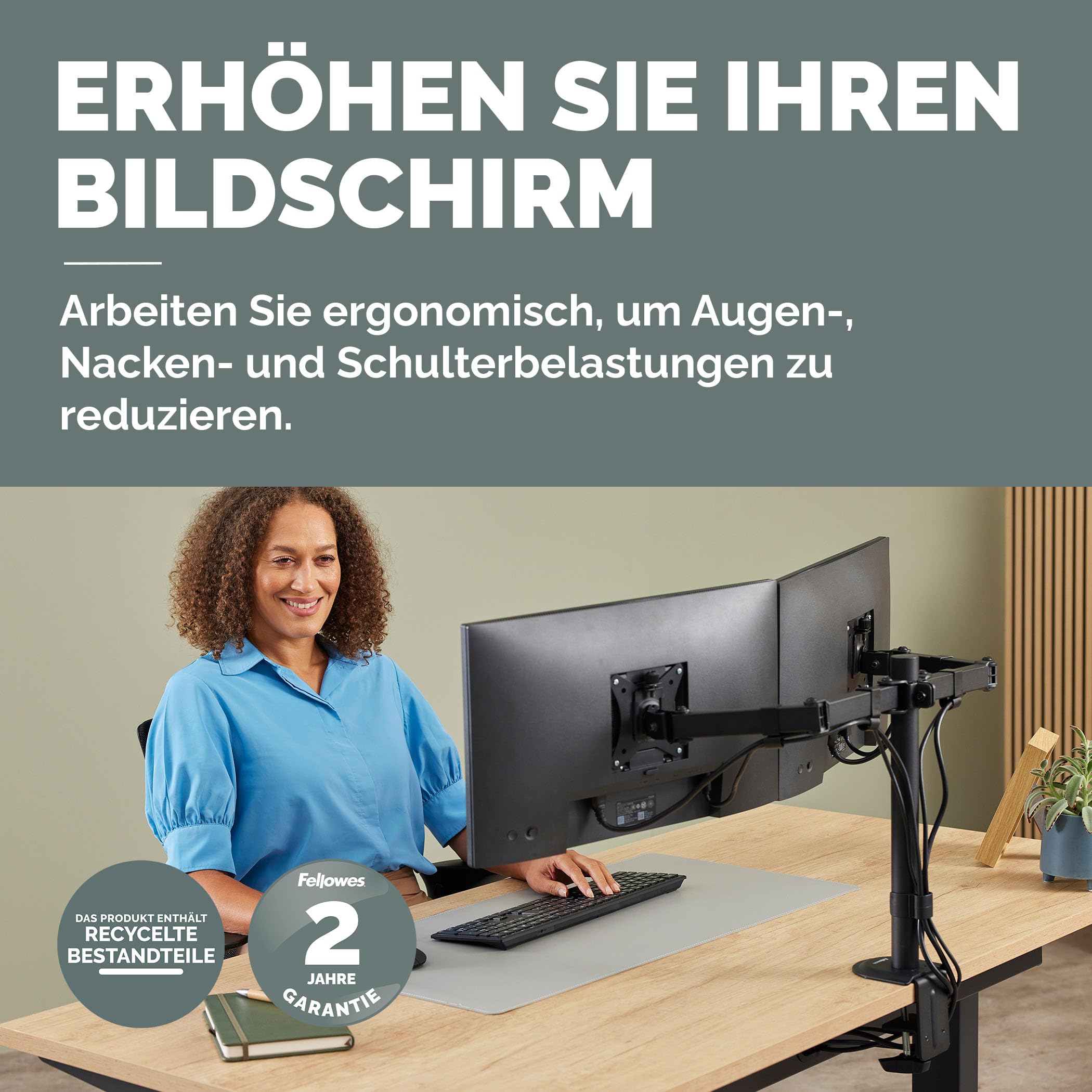 fellowes-everyday-doppel-monitorarm-32-zoll-vesa-halterung image 2