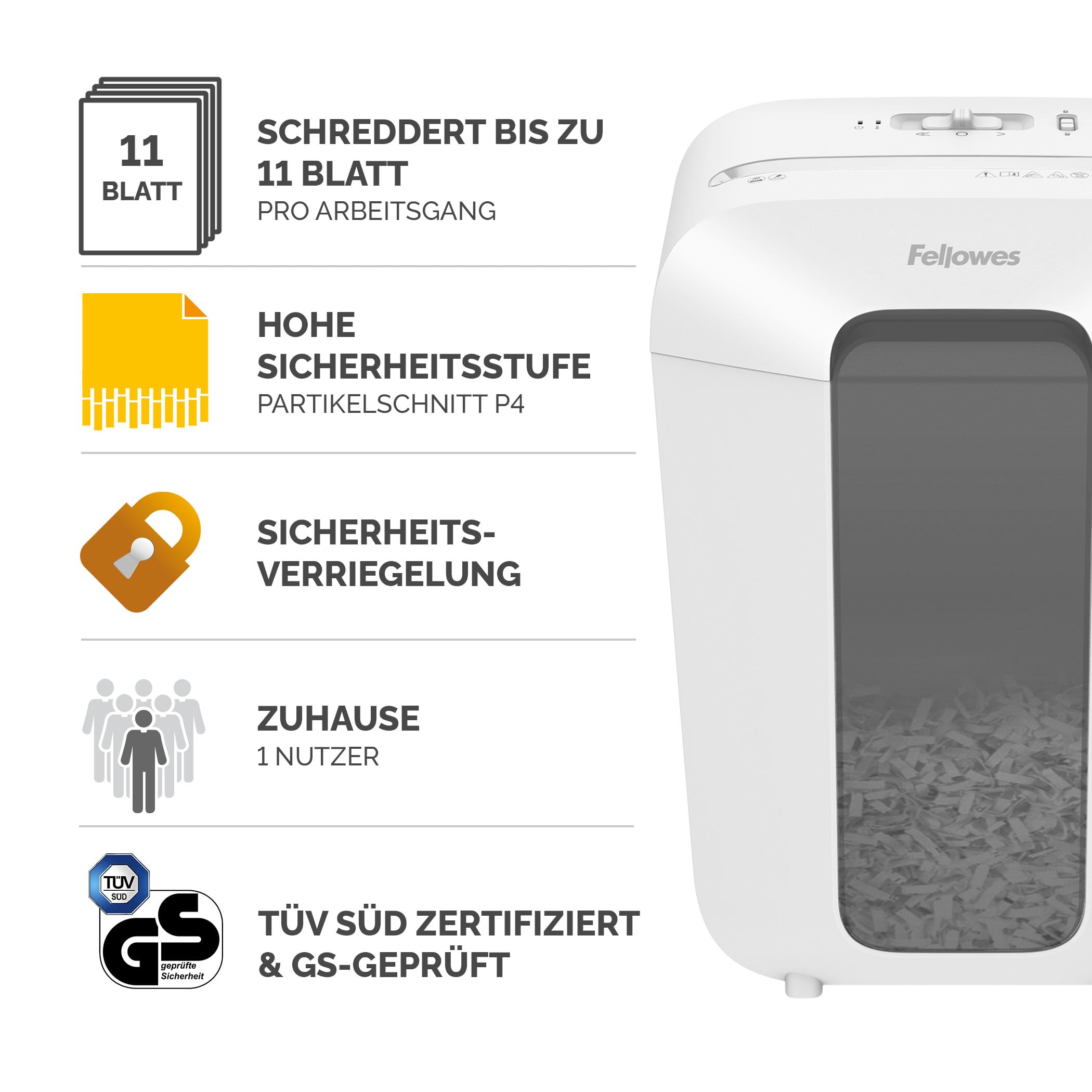 fellowes-lx70-powershred-aktenvernichter-p4-11-blatt-schwarz-18l image 2
