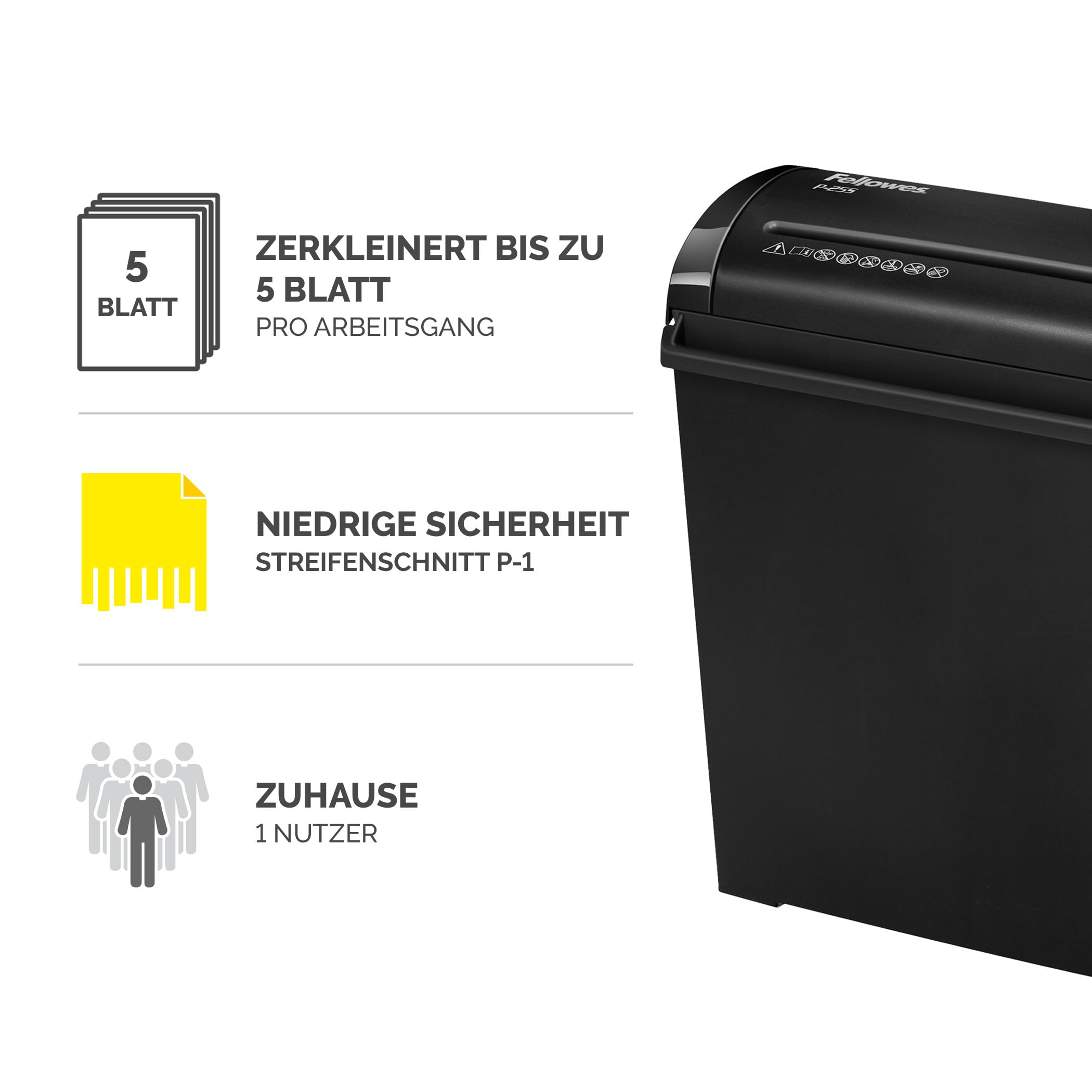 fellowes-powershred-p-25s-aktenvernichter-streifenschnitt-5-blatt image 2