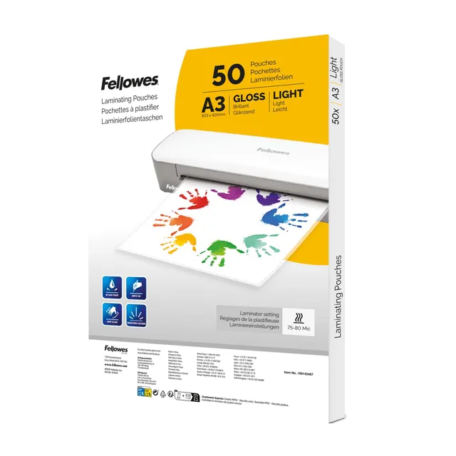 fellowes-imagelast-a3-laminierfolien-gl-nzend-80-mikron-50er image 1