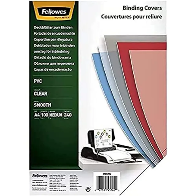 fellowes-galaxy-pvc-deckbl-tter-a4-100-st-ck-transparent-240-mikron image 1