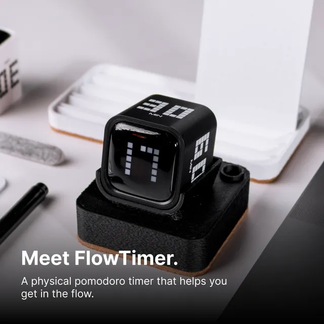 deltahub-flowtimer-pomodoro-fokus-timer-schwarz-analog-konzentration image 1