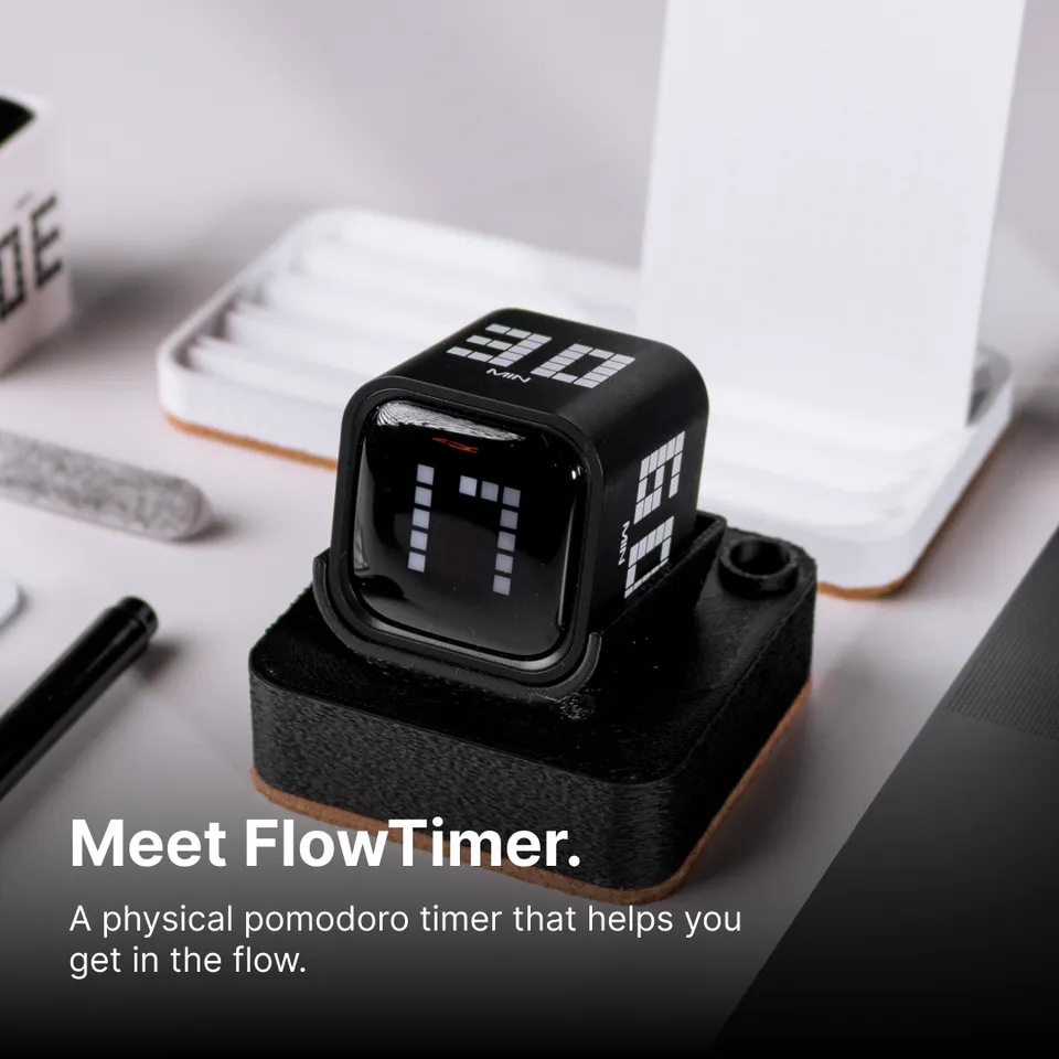 deltahub-flowtimer-pomodoro-fokus-timer-schwarz-analog-konzentration image 1