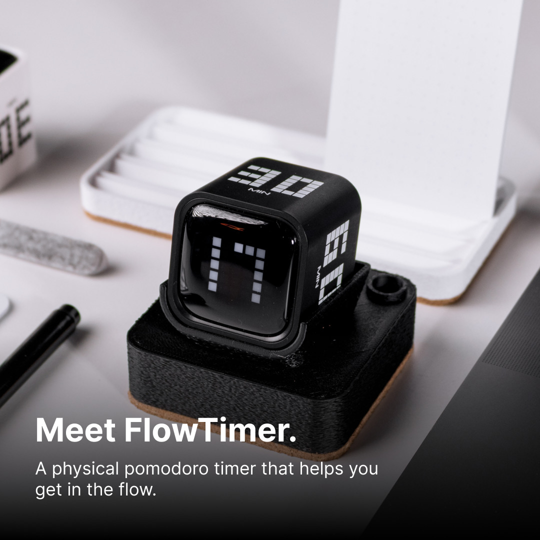 deltahub-flowtimer-pomodoro-fokus-timer-schwarz-analog-konzentration image 1
