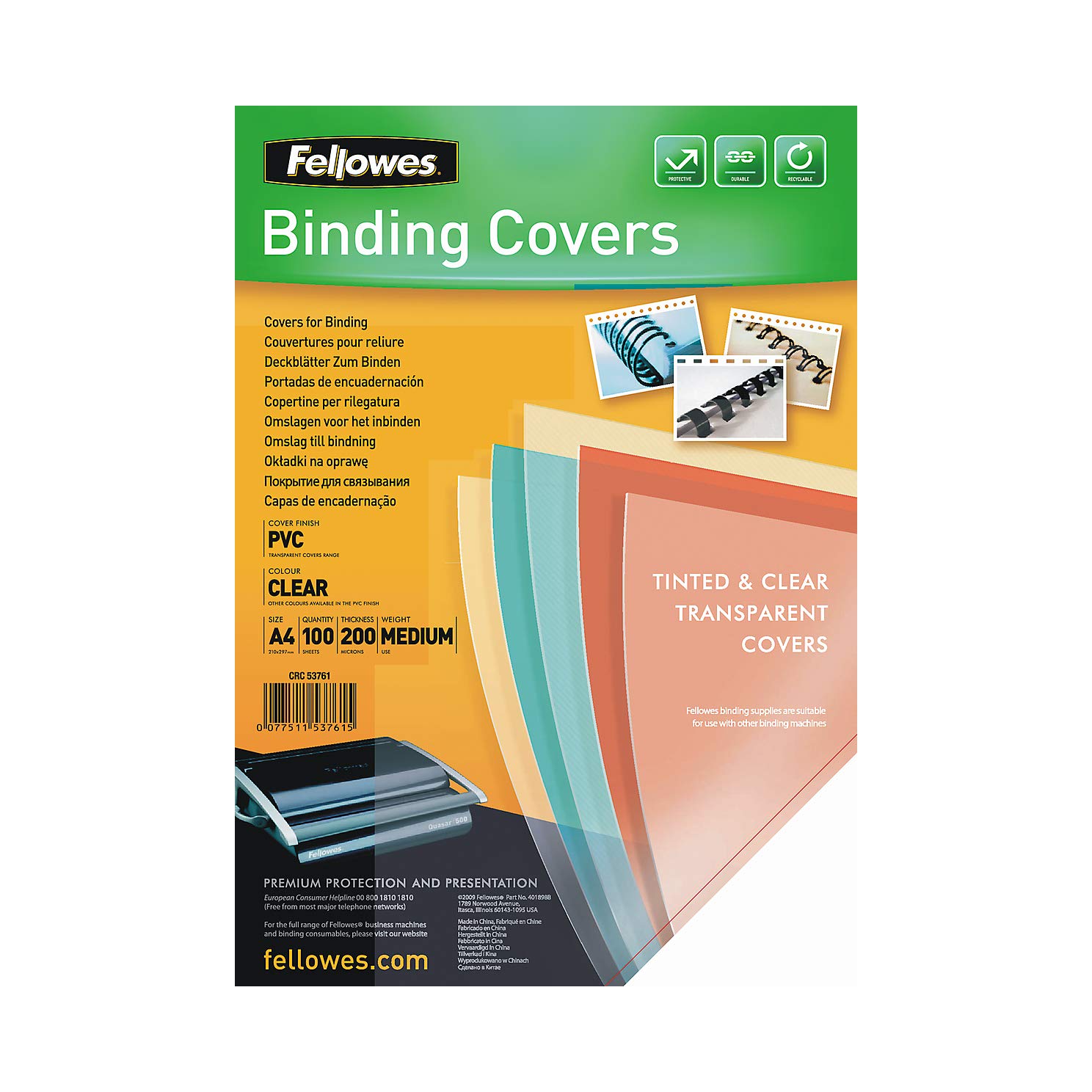 fellowes-galaxy-pvc-deckbl-tter-a4-100-st-ck-transparent-240-mikron image 6